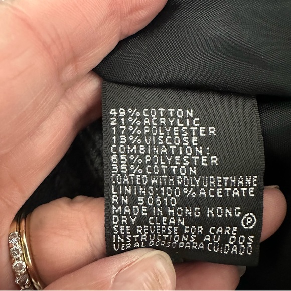 Albert Nipon Textured Black Blazer & Pant Suit Set With Leather Trim - Picture 15 of 16